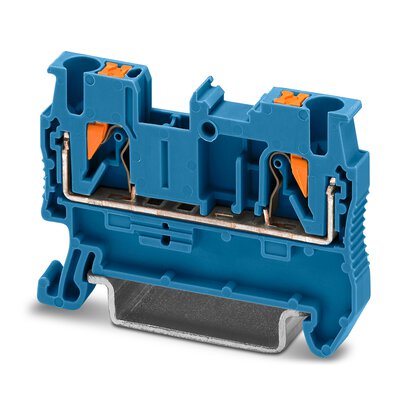 Phoenix Contact Feed-Through Terminal Block; PT 2.5 BU; 20A; 600V; 1-Level; #26 - #12; Push-In Connection; Blue